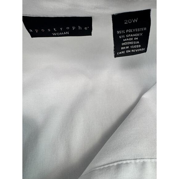 Apostrophe Shirt Womens 20wWhite Solid Button Up Sleeveless Collared Stretch - Picture 2 of 4